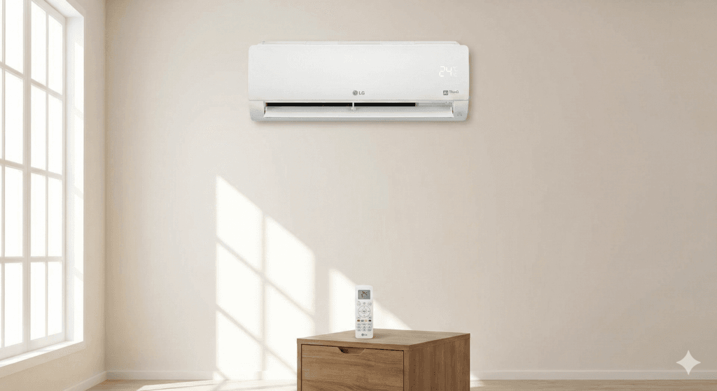 best AC for small rooms LG 1 Ton 4 Star AI Dual Inverter Split AC