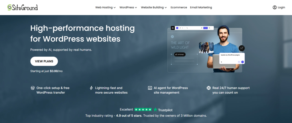 SiteGround best web hosting for wordpress