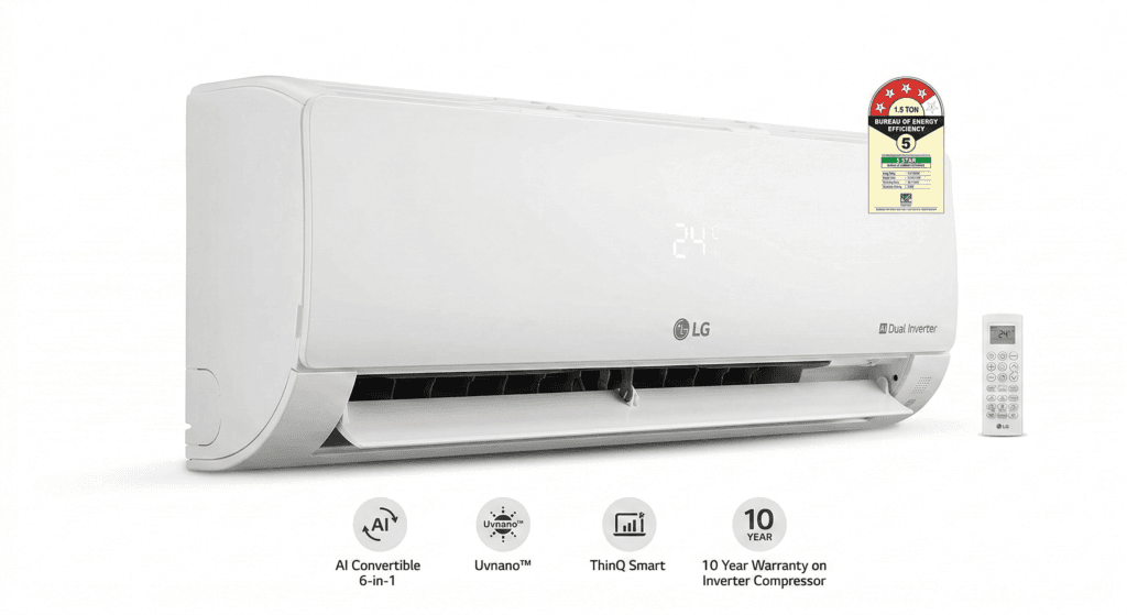 LG 1.5 Ton 5 Star AI Dual Inverter AC Inverter vs Non-Inverter AC
