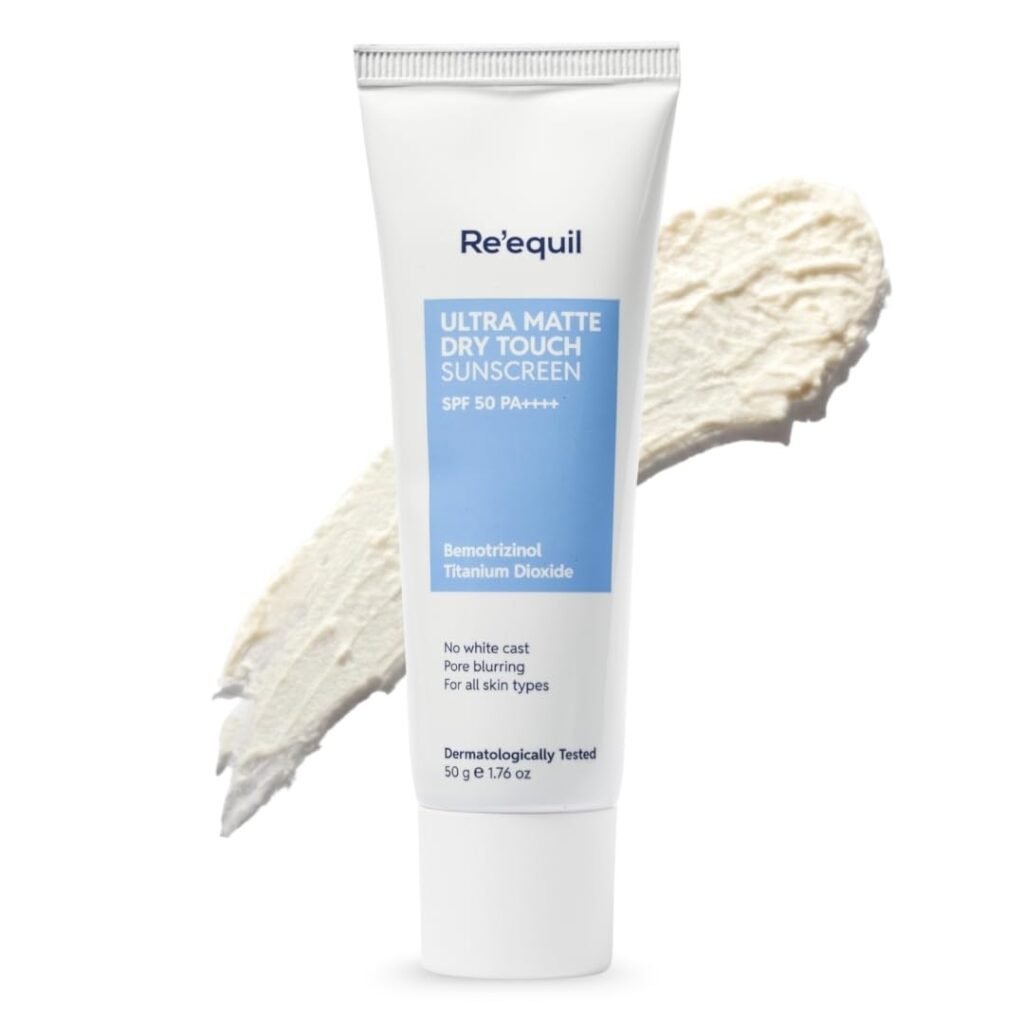 Re'equil Ultra Matte Dry Touch Sunscreen Gel best sunscreens for oily Indian skin