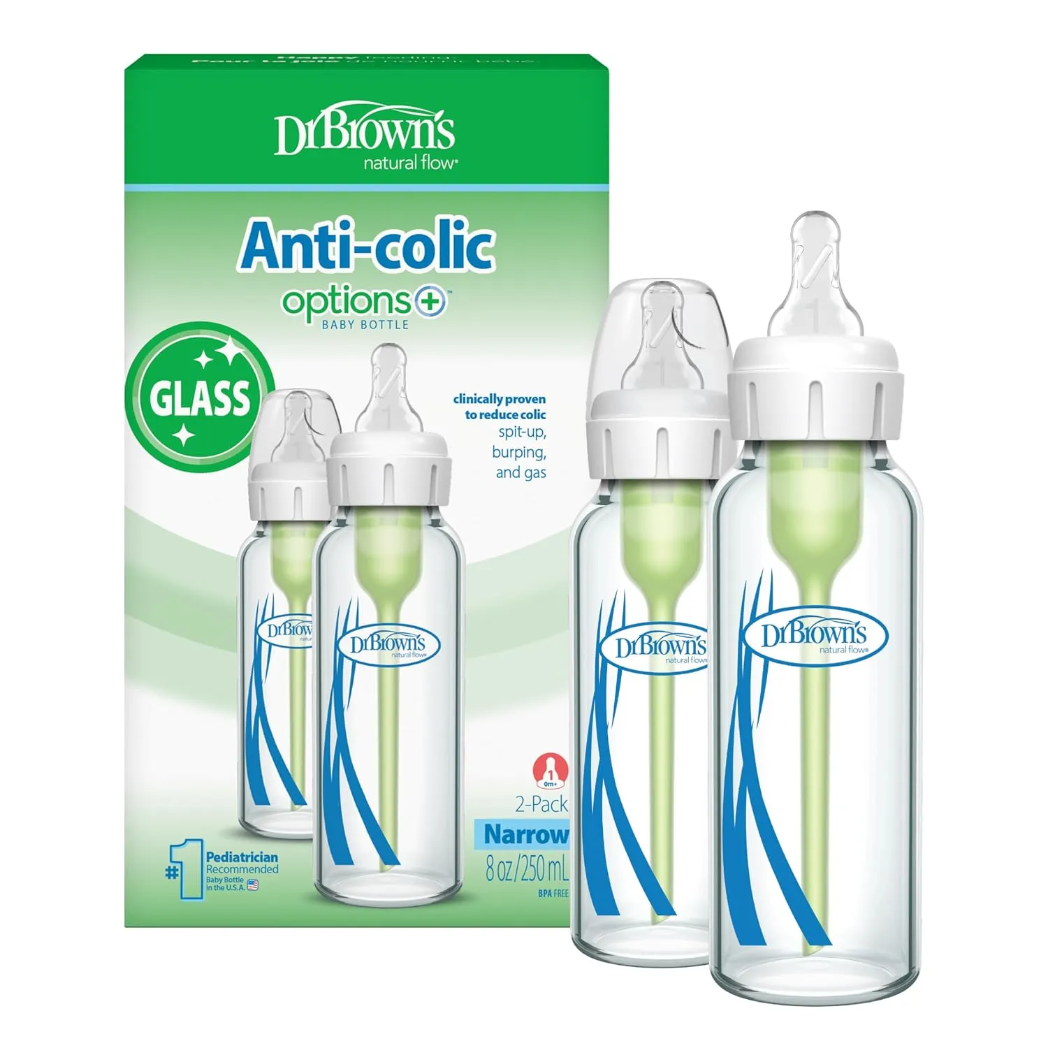 Dr. Brown’s Natural Flow Options+ Wide-Neck Glass Bottle